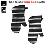 Darrahopens Home & Garden > Kitchenware Ladelle Set of 2 Butcher Stripe Black Oven Mitt