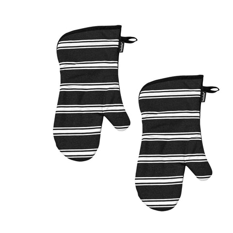 Darrahopens Home & Garden > Kitchenware Ladelle Set of 2 Butcher Stripe Black Oven Mitt