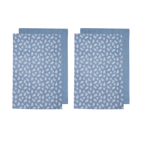 Darrahopens Home & Garden > Kitchenware Ladelle Set of 4 Homespun Cotton Kitchen Tea Towels 50 x 70 cm Denim