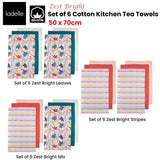 Darrahopens Home & Garden > Kitchenware Ladelle Set of 6 Zest Bright Cotton Kitchen Tea Towels 50 x 70 cm Stripes