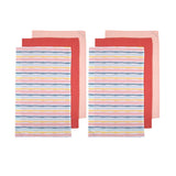 Darrahopens Home & Garden > Kitchenware Ladelle Set of 6 Zest Bright Cotton Kitchen Tea Towels 50 x 70 cm Stripes