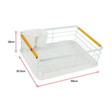 darrahopens Home & Garden > Kitchenware Metal Dish Drying Rack Drainboard Holder Tray Kitchen Plates Cutlery Wood Handle