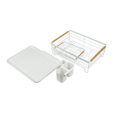 darrahopens Home & Garden > Kitchenware Metal Dish Drying Rack Drainboard Holder Tray Kitchen Plates Cutlery Wood Handle