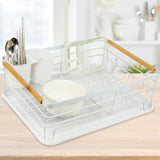 darrahopens Home & Garden > Kitchenware Metal Dish Drying Rack Drainboard Holder Tray Kitchen Plates Cutlery Wood Handle