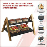 darrahopens Home & Garden > Kitchenware Party 2 Tier Cake Stand Slate Wedding Tiered Serving Stand Afternoon Tea