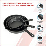 darrahopens Home & Garden > Kitchenware Pre Seasoned Cast Iron Skillet Fry Pan Set 3 Pcs Frying Pan Set
