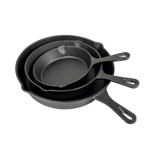 darrahopens Home & Garden > Kitchenware Pre Seasoned Cast Iron Skillet Fry Pan Set 3 Pcs Frying Pan Set