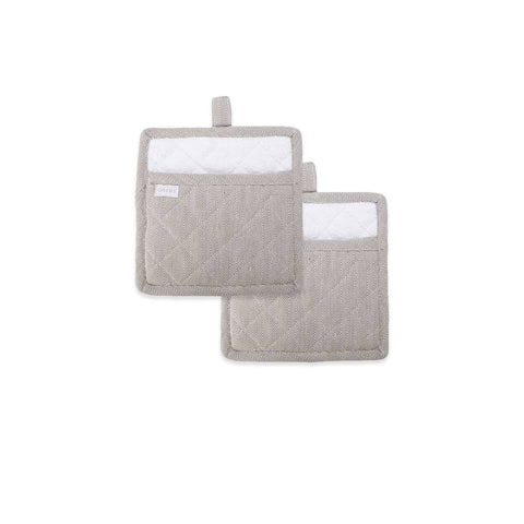 Darrahopens Home & Garden > Kitchenware Rans Herringbone Charcoal Cotton Set of 2 Pot Holders