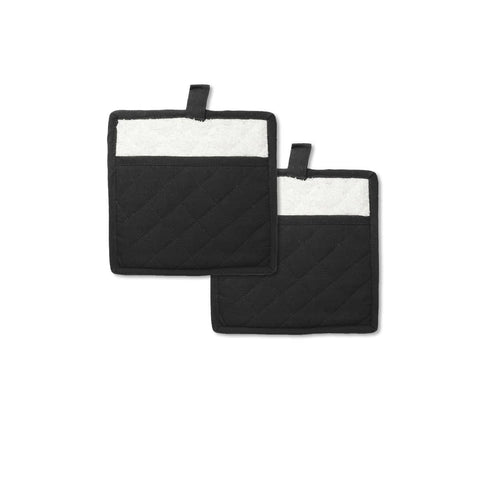 Darrahopens Home & Garden > Kitchenware Rans Manhattan Black Cotton Set of 2 Pot Holders