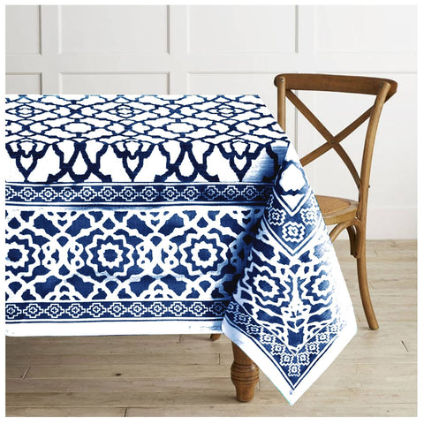 Darrahopens Home & Garden > Kitchenware Rans Pure Cotton Vintage Tablecloth 150 x 260 + 4 cm - Indigo
