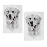 Darrahopens Home & Garden > Kitchenware Set of 2 Delightful Dogs Cotton Kitchen Tea Towels 50 x 70 cm Golden Retriever