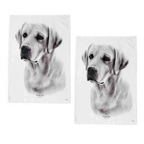 Darrahopens Home & Garden > Kitchenware Set of 2 Delightful Dogs Cotton Kitchen Tea Towels 50 x 70 cm Labrador