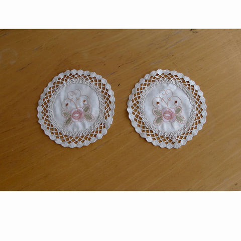 Darrahopens Home & Garden > Kitchenware Set of 2 Embroidered Doilies Floral 10