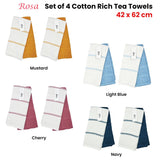 Darrahopens Home & Garden > Kitchenware Set of 4 Rosa Cotton Rich Terry Tea Towels 42 x 62cm Navy