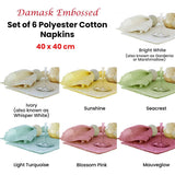 Darrahopens Home & Garden > Kitchenware Set of 6 Damask Embossed Polyester Cotton Napkins Seacrest 40 x 40cm