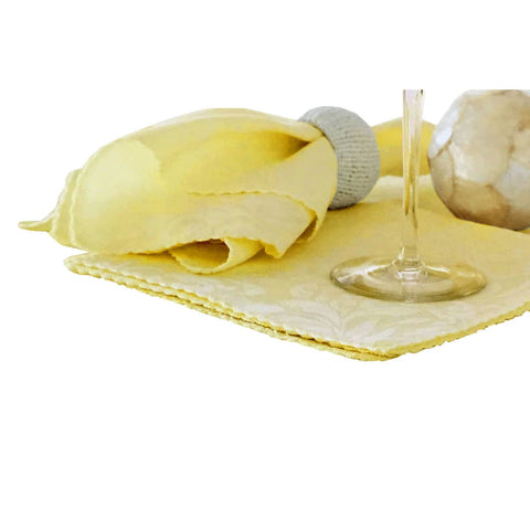 Darrahopens Home & Garden > Kitchenware Set of 6 Damask Embossed Polyester Cotton Napkins Sunshine 40 x 40cm