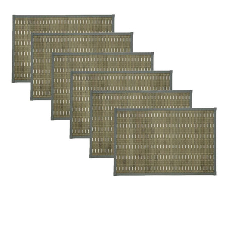 Darrahopens Home & Garden > Kitchenware Set of 6 Streak Bamboo Table Placemats 30 x 45cm Grey Silver