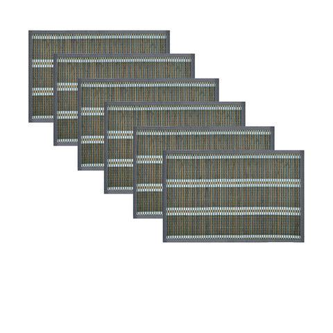 Darrahopens Home & Garden > Kitchenware Set of 6 Victoria Bamboo Table Placemats 30 x 45cm Grey/Silver