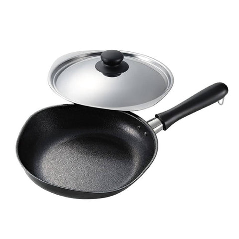 Darrahopens Home & Garden > Kitchenware Sori Yanagi Japanese Cast Iron Frying Pan Skillet with Stainless Steel Lid - 25 cm