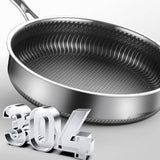 Darrahopens Home & Garden > Kitchenware Stainless Steel Frying Pan Non-Stick Cooking Frypan Cookware 28cm Honeycomb Double Sided