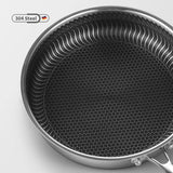 Darrahopens Home & Garden > Kitchenware Stainless Steel Frying Pan Non-Stick Cooking Frypan Cookware 28cm Honeycomb Double Sided