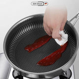 Darrahopens Home & Garden > Kitchenware Stainless Steel Frying Pan Non-Stick Cooking Frypan Cookware 32cm Honeycomb Double Sided