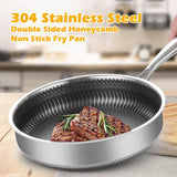 Darrahopens Home & Garden > Kitchenware Stainless Steel Frying Pan Non-Stick Cooking Frypan Cookware 32cm Honeycomb Double Sided