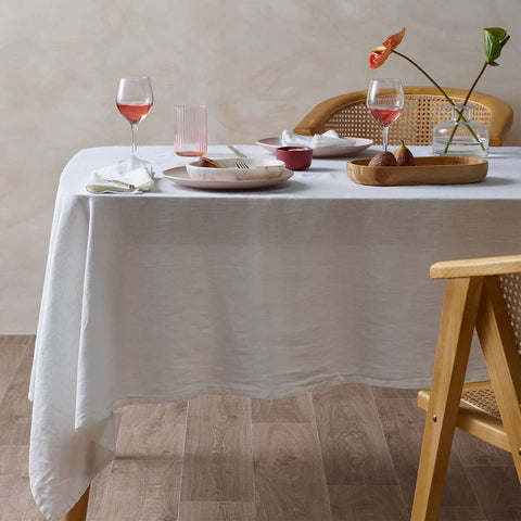 Darrahopens Home & Garden > Kitchenware Vintage Design Homewares White Vintage Washed Linen Cotton Tablecloth 150x275cm