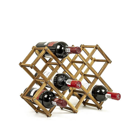 darrahopens Home & Garden > Kitchenware Wooden Wine Rack Freestanding 10 Bottles Countertop Storage