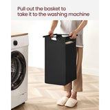 Darrahopens Home & Garden > Laundry & Cleaning VASAGLE Laundry Basket with Shelf and Pull-Out Bags Rustic Brown and Black