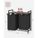 Darrahopens Home & Garden > Laundry & Cleaning VASAGLE Laundry Basket with Shelf and Pull-Out Bags Rustic Brown and Black