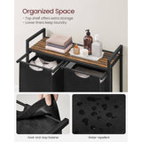 Darrahopens Home & Garden > Laundry & Cleaning VASAGLE Laundry Basket with Shelf and Pull-Out Bags Rustic Brown and Black