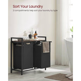 Darrahopens Home & Garden > Laundry & Cleaning VASAGLE Laundry Basket with Shelf and Pull-Out Bags Rustic Brown and Black