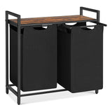 Darrahopens Home & Garden > Laundry & Cleaning VASAGLE Laundry Basket with Shelf and Pull-Out Bags Rustic Brown and Black