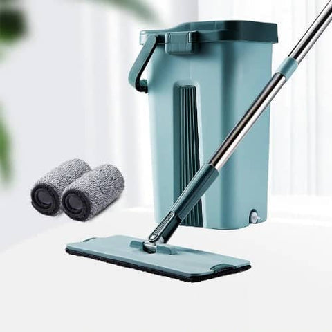 Darrahopens Home & Garden > Laundry & Cleaning Wet Dry Flat Mop and Bucket Floor Cleaner Set with 2 Pads