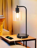 Darrahopens Home & Garden > Lighting 2x Pack Industrial Table Lamp with 2 USB Port for Bedside Nightstand Desk and Living Room Office (Bulb not Included)