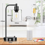 Darrahopens Home & Garden > Lighting 2x Pack Industrial Table Lamp with 2 USB Port for Bedside Nightstand Desk and Living Room Office (Bulb not Included)