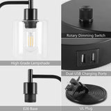 Darrahopens Home & Garden > Lighting 2x Pack Industrial Table Lamp with 2 USB Port for Bedside Nightstand Desk and Living Room Office (Bulb not Included)