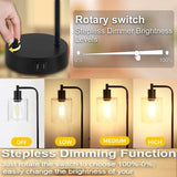 Darrahopens Home & Garden > Lighting 2x Pack Industrial Table Lamp with 2 USB Port for Bedside Nightstand Desk and Living Room Office (Bulb not Included)