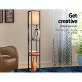 darrahopens Home & Garden > Lighting Artiss Led Floor Lamp Shelf Vintage Wood Standing Light Reading Storage Bedroom