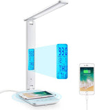darrahopens Home & Garden > Lighting LED Desk Lamp with Fast Wireless Charger Clock Alarm Date Temperature