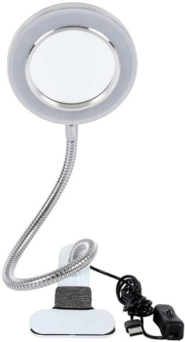 Darrahopens Home & Garden > Lighting Lighting LED 8X Magnifying Lamp with Metal Clamp 360&deg; Flexible Gooseneck and USB Plug Design for Tattoo, Manicure and Reading