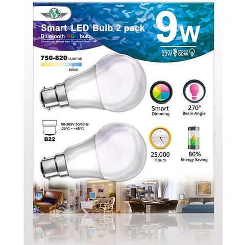 darrahopens Home & Garden > Lighting MV SMART BULB 9W B22 TWIN PACK  (apple app only )