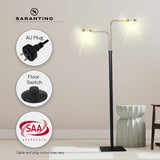 Darrahopens Home & Garden > Lighting Sarantino LED Metal Floor Lamp with 2 Lights in Brushed Gold and Black Finish