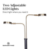 Darrahopens Home & Garden > Lighting Sarantino LED Metal Floor Lamp with 2 Lights in Brushed Gold and Black Finish