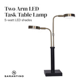 Darrahopens Home & Garden > Lighting Sarantino LED Metal Table Lamp with 2 Lights Brushed Gold Black Finish