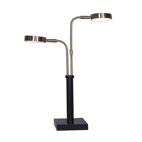 Darrahopens Home & Garden > Lighting Sarantino LED Metal Table Lamp with 2 Lights Brushed Gold Black Finish