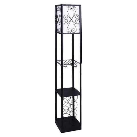 Darrahopens Home & Garden > Lighting Sarantino Metal Etagere Floor Lamp with Wine Holder Shelf