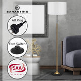 Darrahopens Home & Garden > Lighting Sarantino Metal Floor Lamp Brushed Brass Finish with White Shade