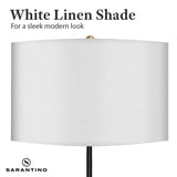 Darrahopens Home & Garden > Lighting Sarantino Metal Floor Lamp Brushed Brass Finish with White Shade
